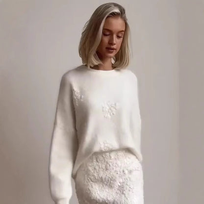 Pull NALIA™Élégance Florale en Maille Jacquard