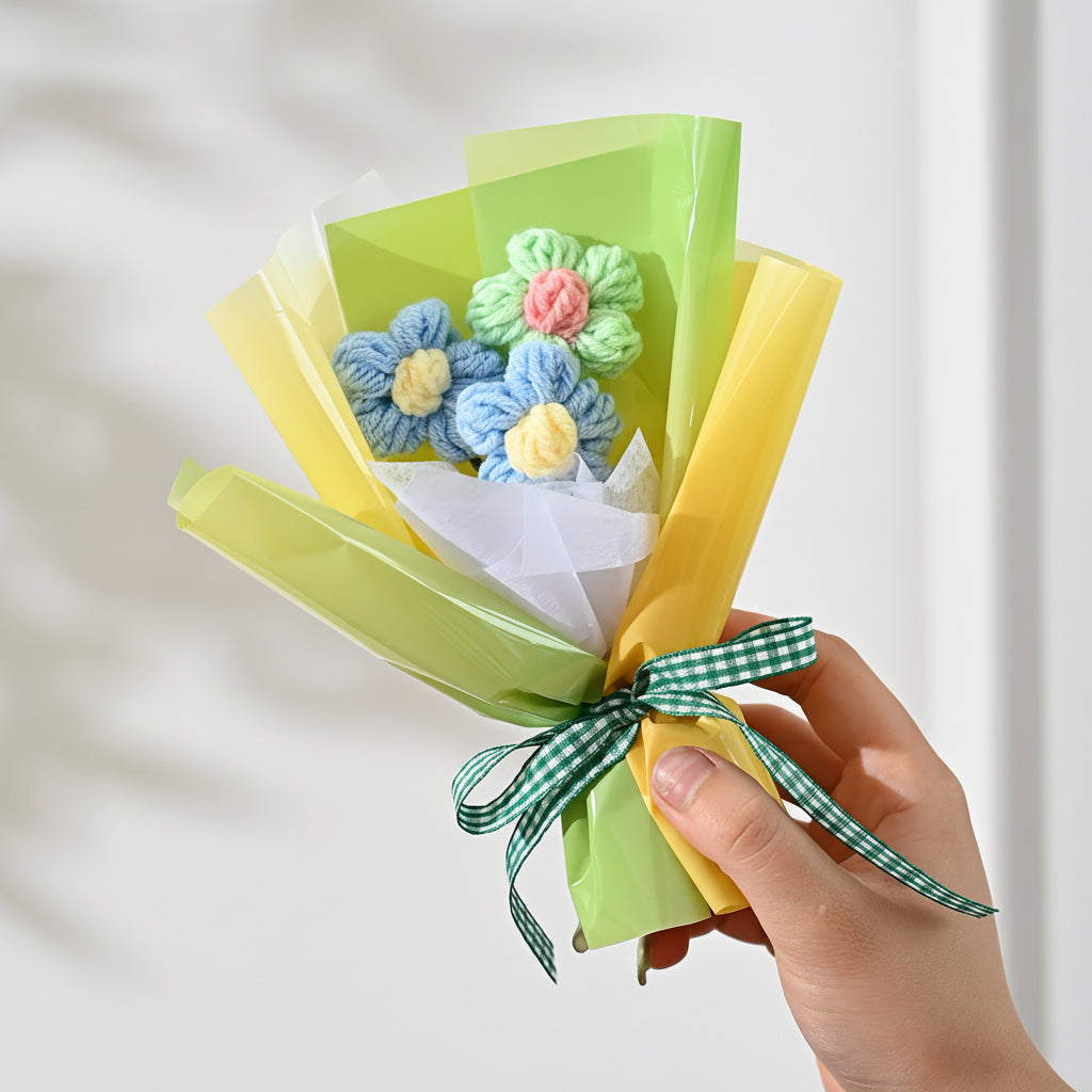Bouquet di fiori in tessuto mini per la Festa della Mamma, regalo fatto a mano