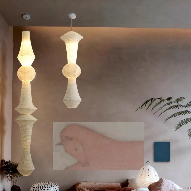 Luma-valaisimet, joissa on veistoksellinen muoto ja japanilainen geometrinen minimalismi