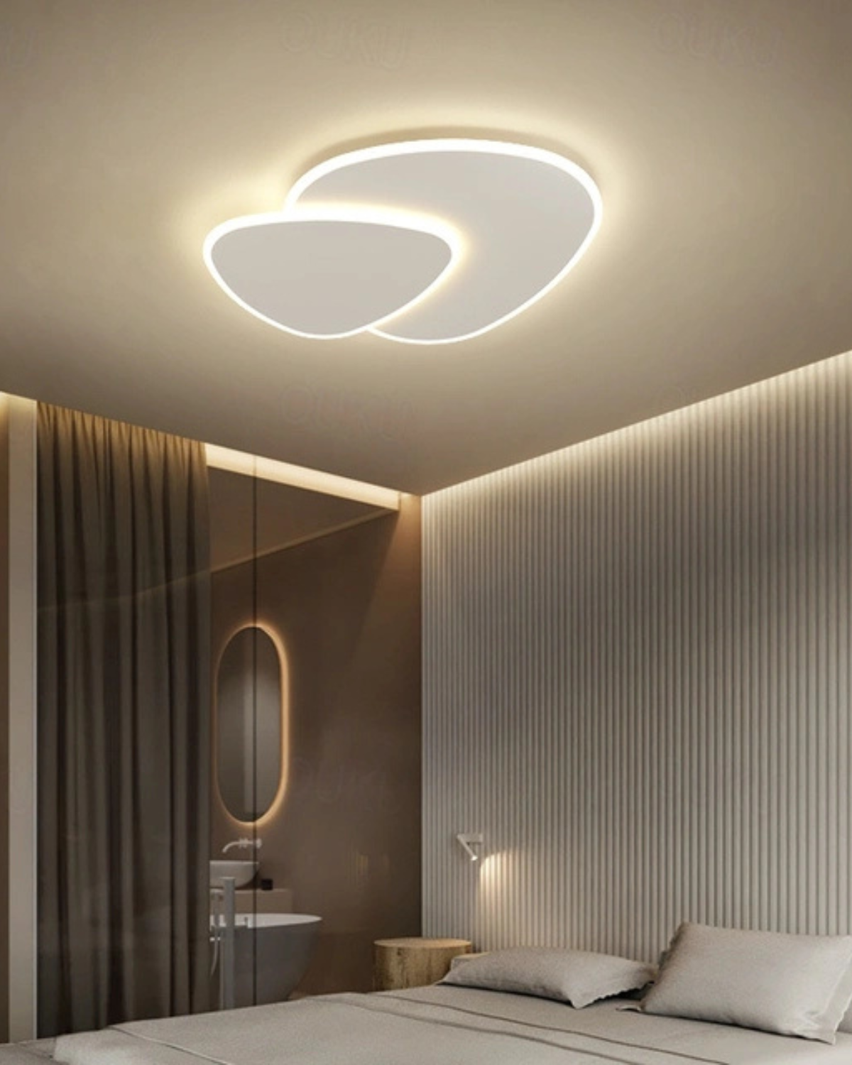 Asymmetrical Ceiling Light With LED Warm Glow For Modern Living Spaces