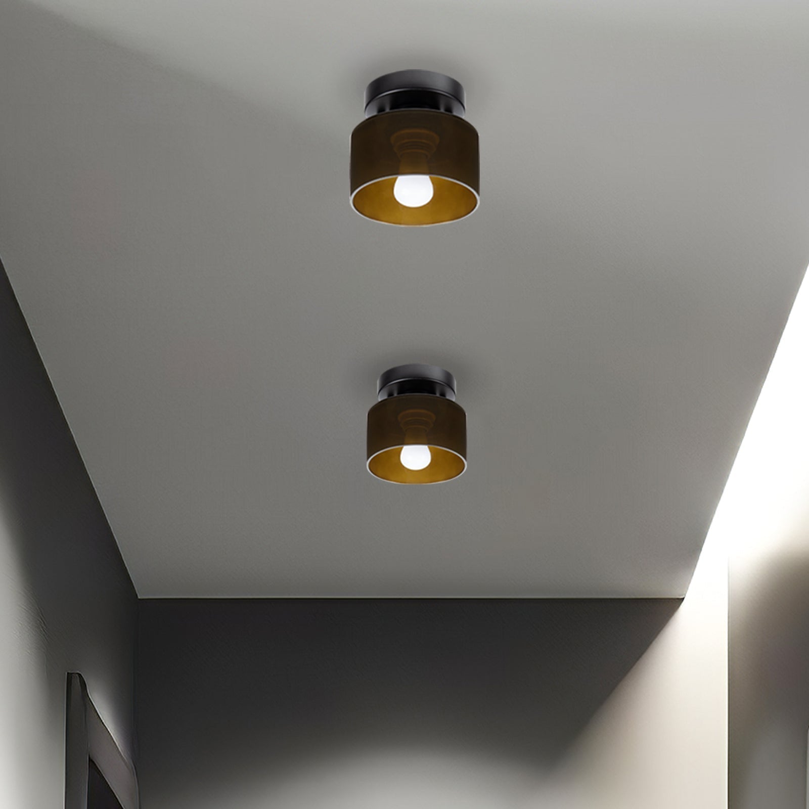 Lámpara de techo retro de vidrio ámbar E27/E26 para cocina, pasillo y sala de estar