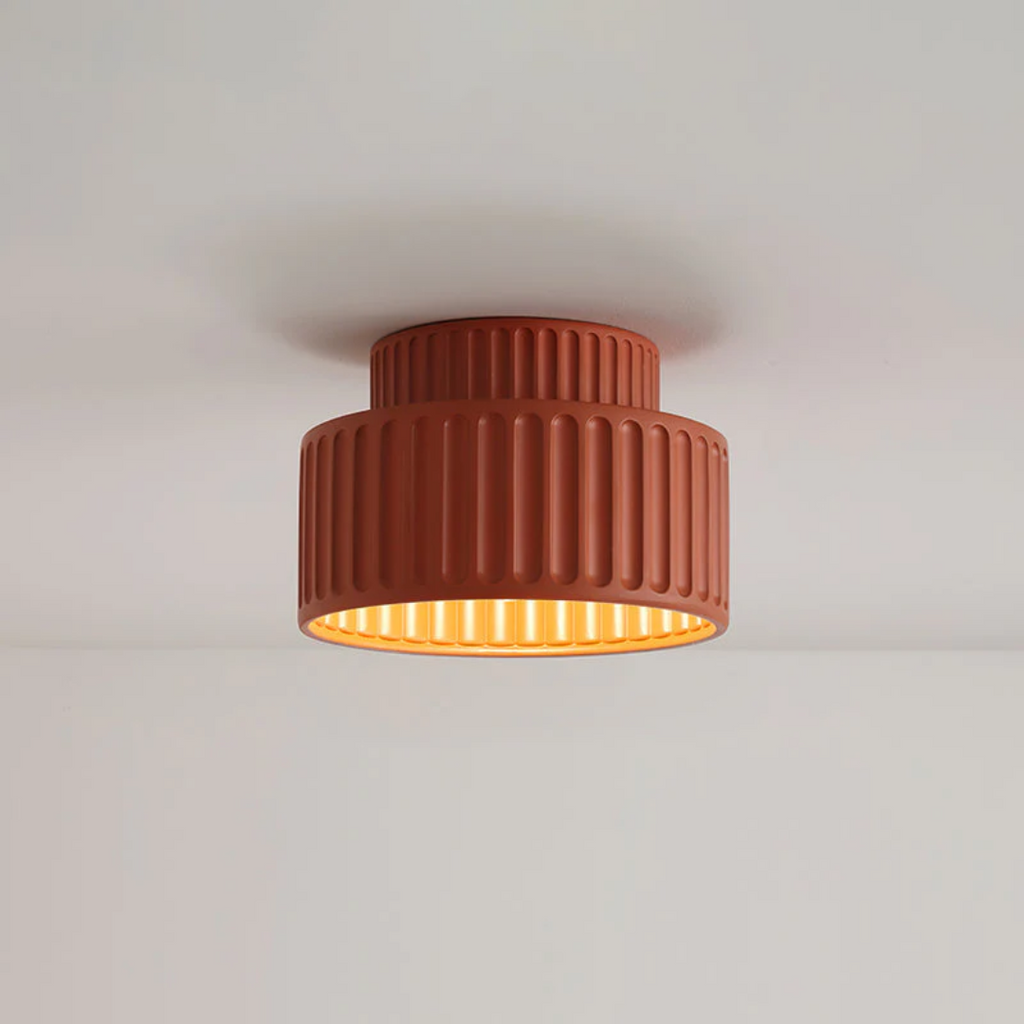 Vesper Ribbed Vintage Semi Flush Ceiling Light For Low Ceilings