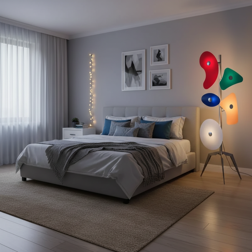 Barevně měnící LED stojací lampa pro moderní obytné prostory | Rosalyssa