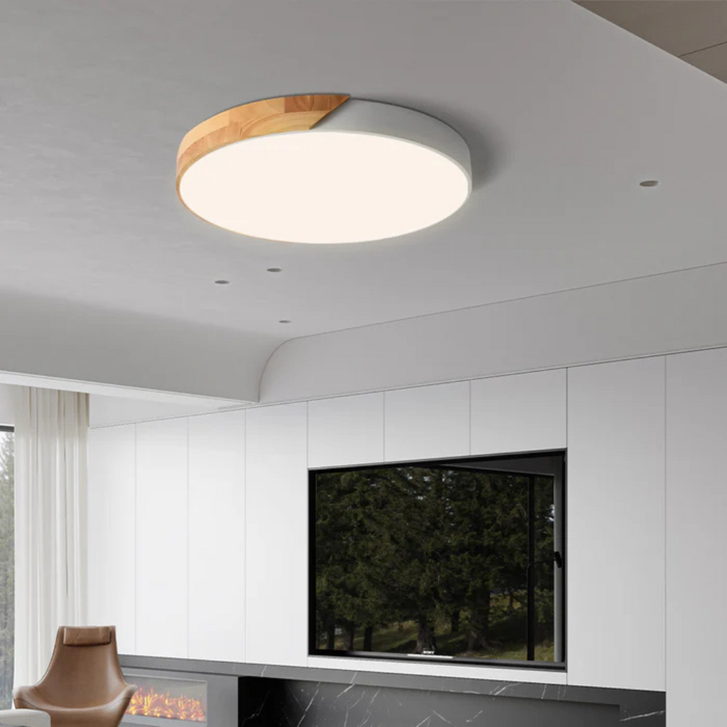 Wood Ceiling Light With Scandinavian Style And Warm LED Glow