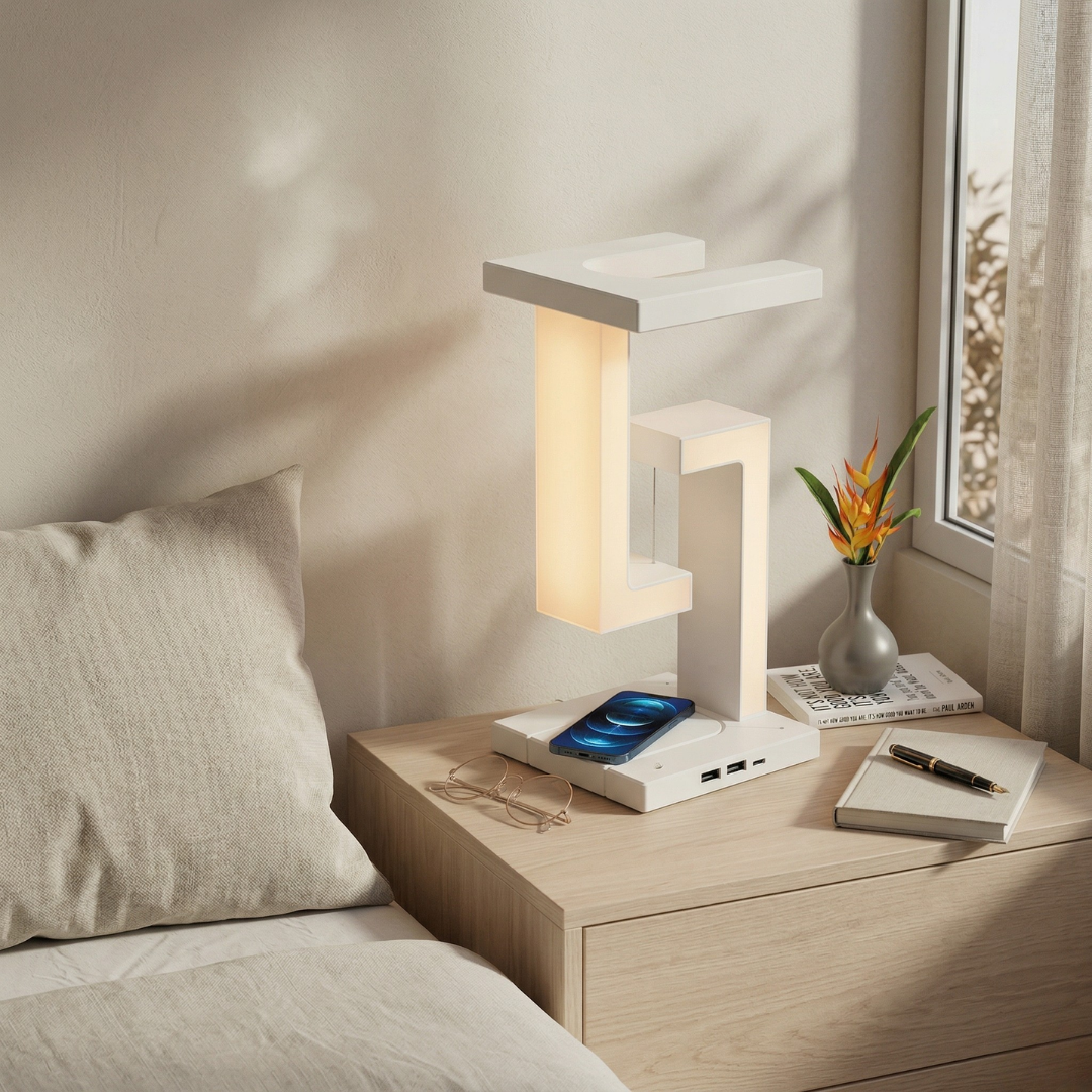 Flytbar skrivebordslampe med indbygget trådløs opladning | Rosalyssa