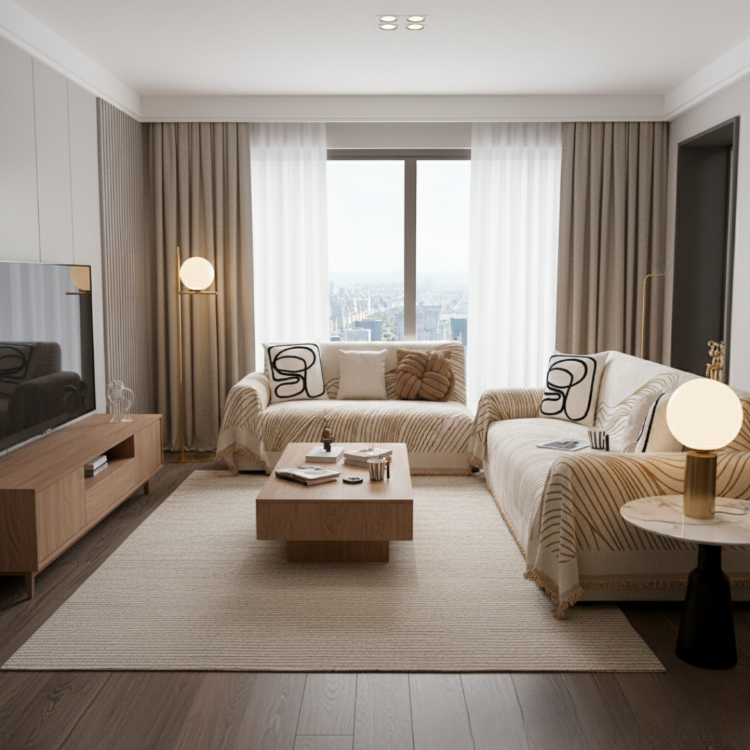 Housse de canapé jacquard réversible pour les espaces de vie quotidiens | Rosalyssa