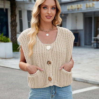 Chunky Knit Button Vest