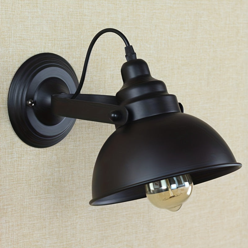 Lâmpada de Parede Retro Industrial com Braço Ajustável e Acabamento Preto Mate