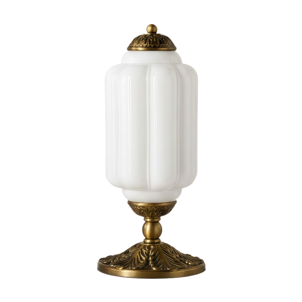 Vintage französische Retro-Tischlampe aus cremefarbenem Glas mit Struktur | Rosalyssa