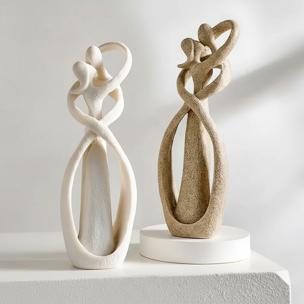 Abstract Resin Couple Sculpture For Modern Home Decor