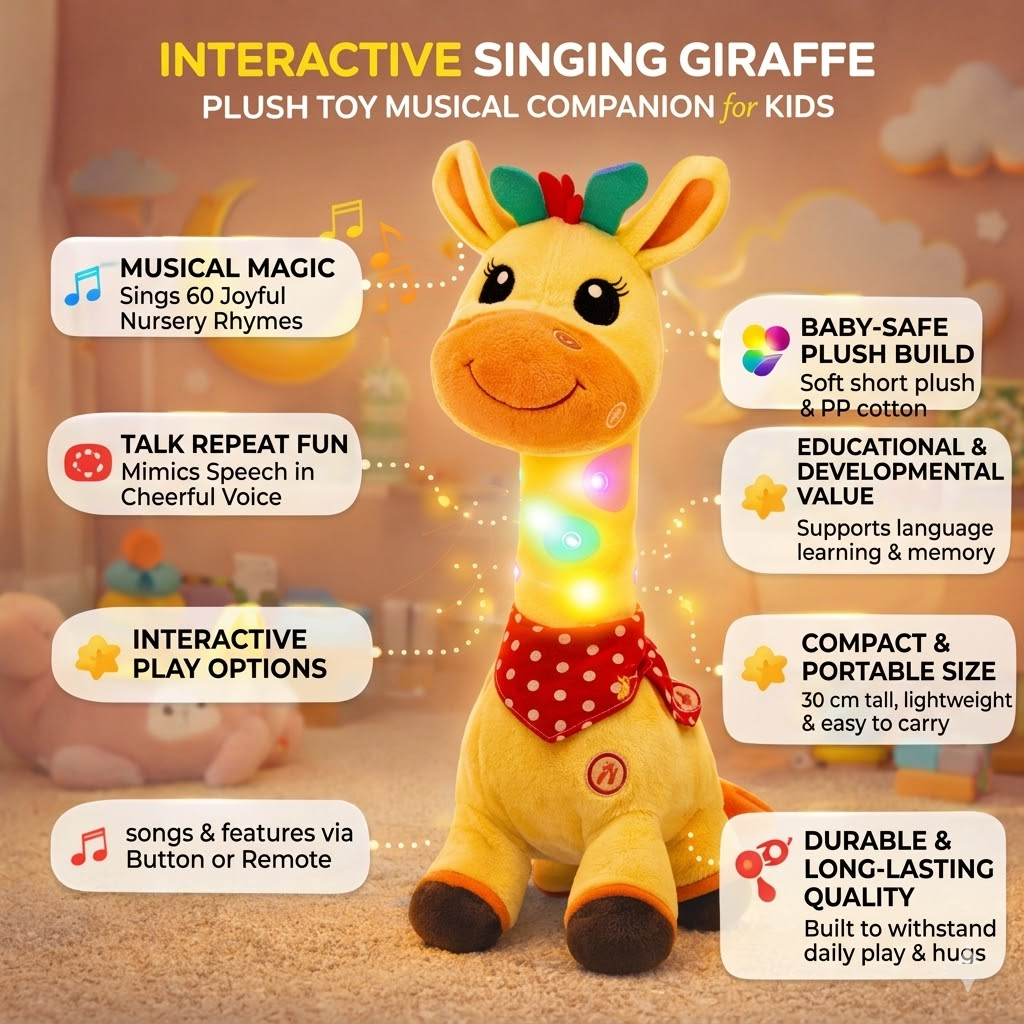 Kids Plush Giraffe Sings Interactive Musical Companion