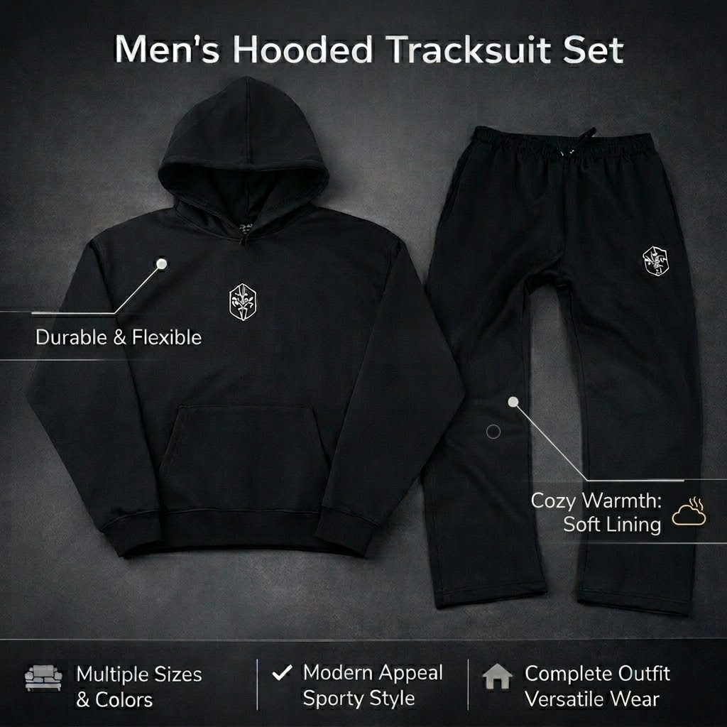 Men's Hooded Tracksuit Jumpsuit Sleepwear For Everyday Comfort