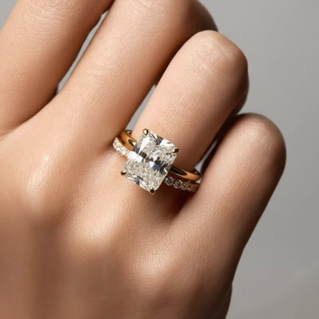 Geometric Ring With Pave Design In Sterling Silver Stacking Band