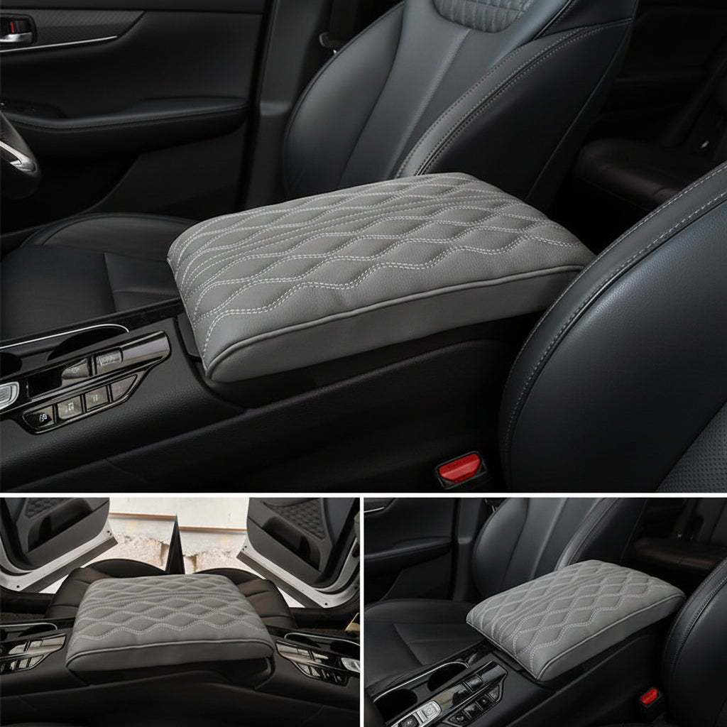 Car Armrest Cushion With Memory Foam And Leather Console Cover