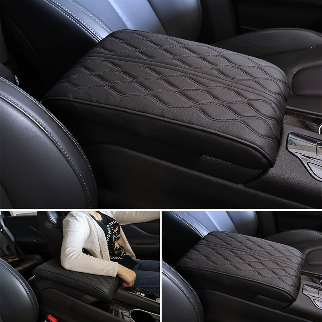 Car Armrest Cushion With Memory Foam And Leather Console Cover