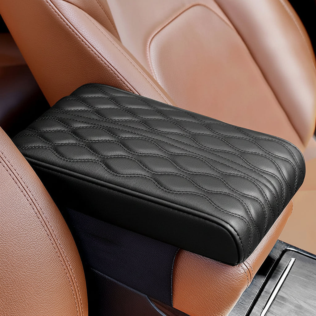 Car Armrest Cushion With Memory Foam And Leather Console Cover