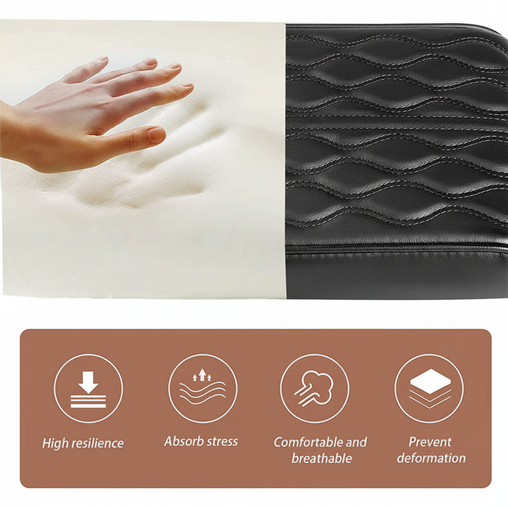Car Armrest Cushion With Memory Foam And Leather Console Cover