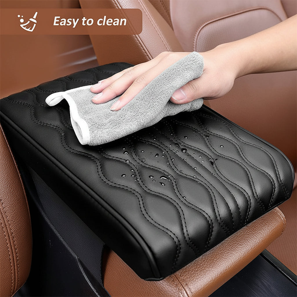 Car Armrest Cushion With Memory Foam And Leather Console Cover