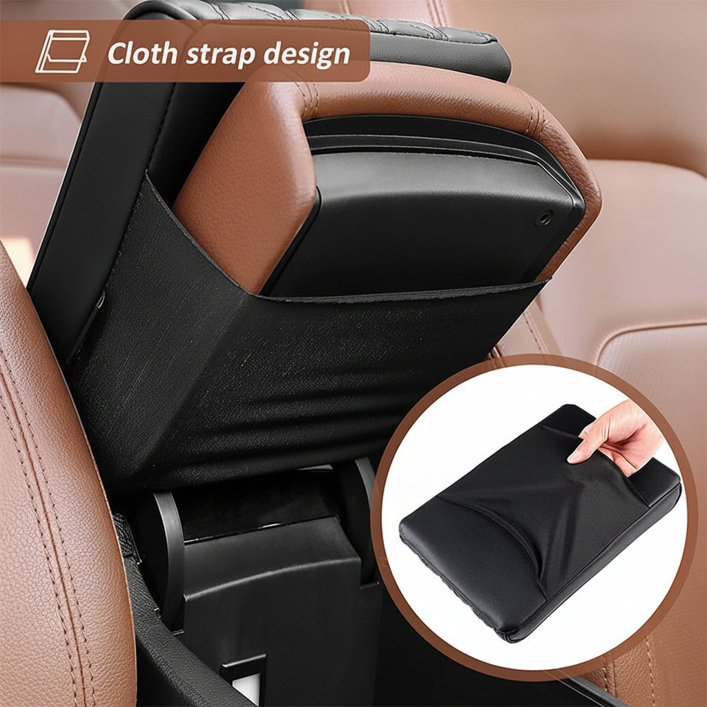 Car Armrest Cushion With Memory Foam And Leather Console Cover