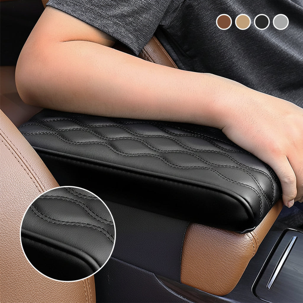 Car Armrest Cushion With Memory Foam And Leather Console Cover