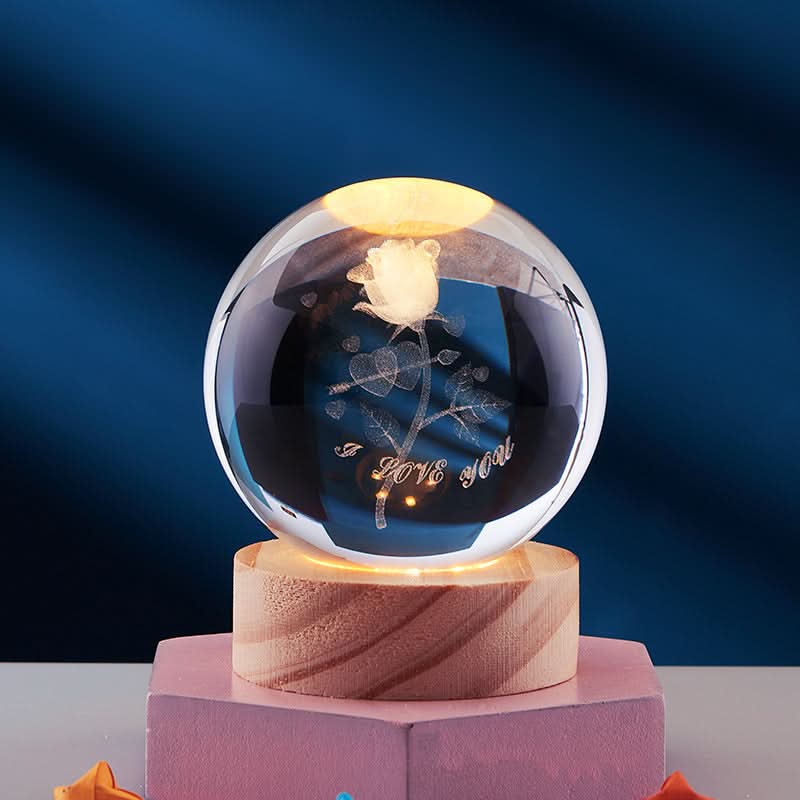 LuminaCrystal Aura 3D LED Nattlys med glitrende krystallglans