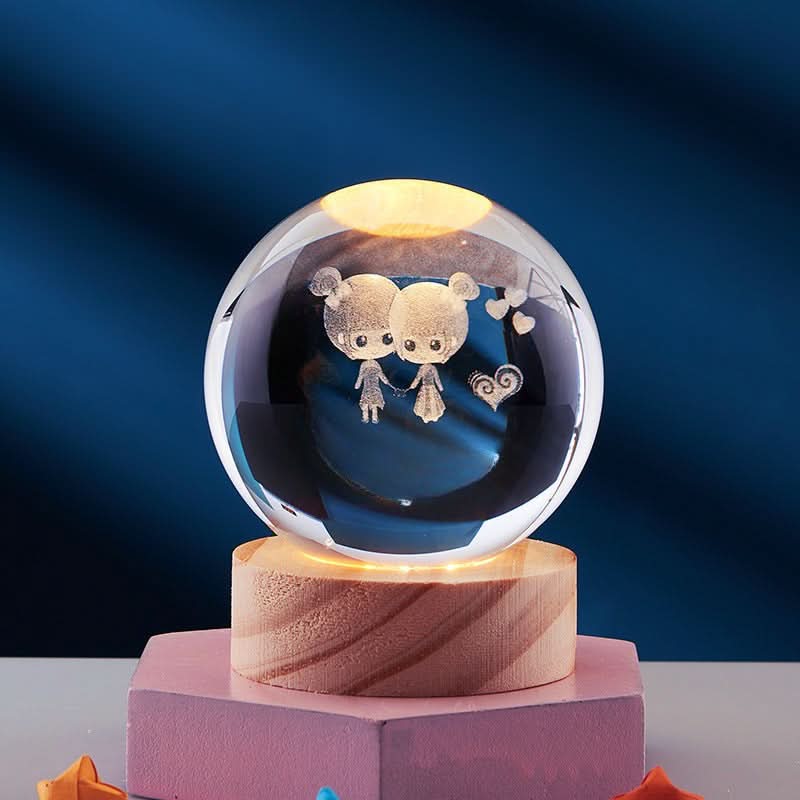 Luz Nocturna LED 3D LuminaCrystal Aura con Brillo de Cristal Centelleante