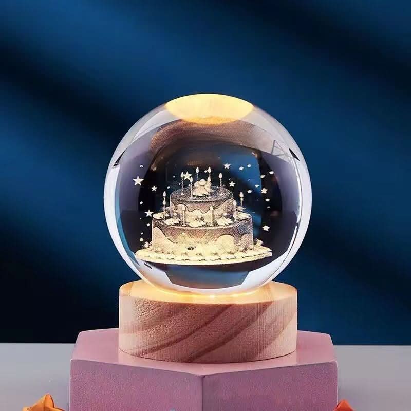 Luz Nocturna LED 3D LuminaCrystal Aura con Brillo de Cristal Centelleante