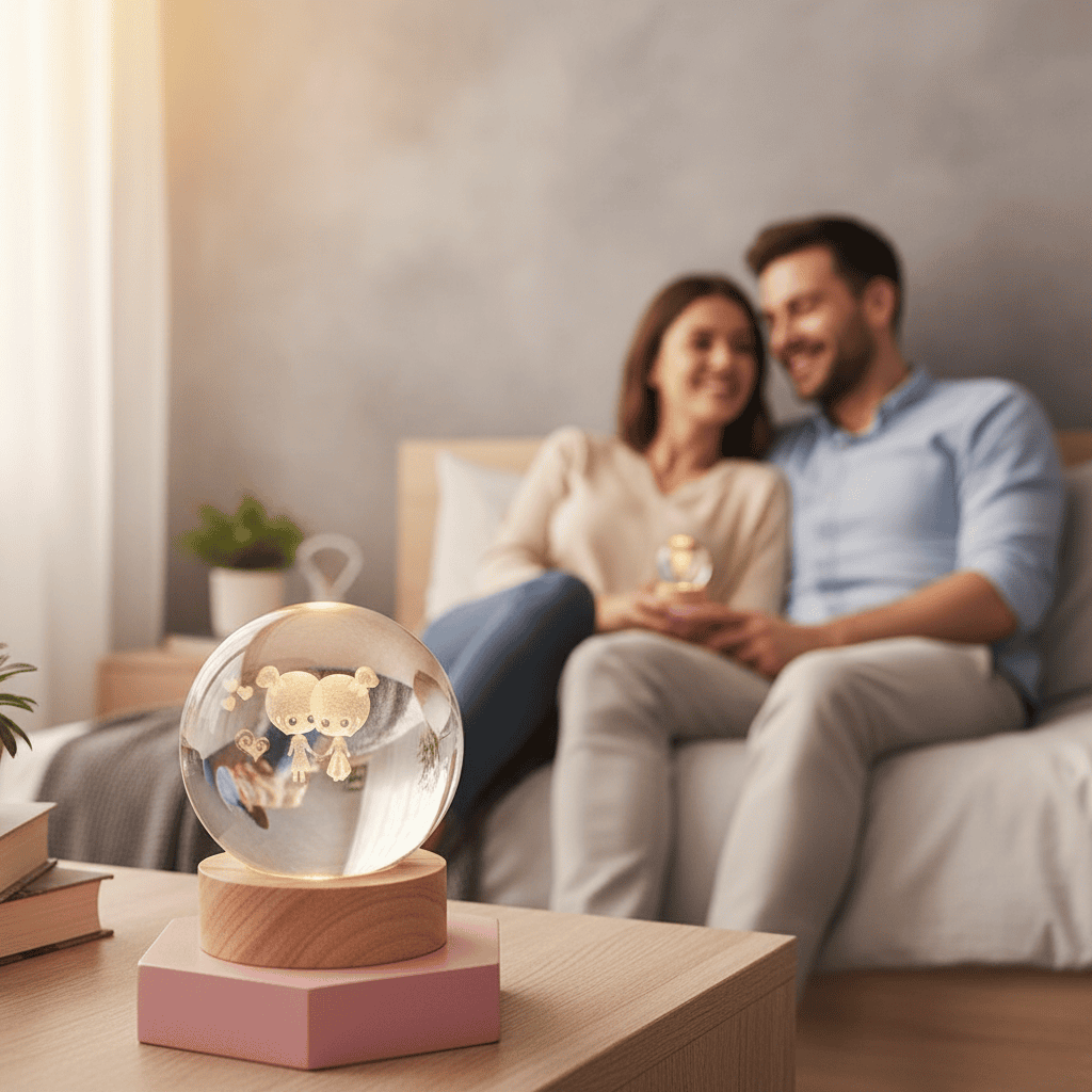 LuminaCrystal Aura 3D LED Nattlys med glitrende krystallglans