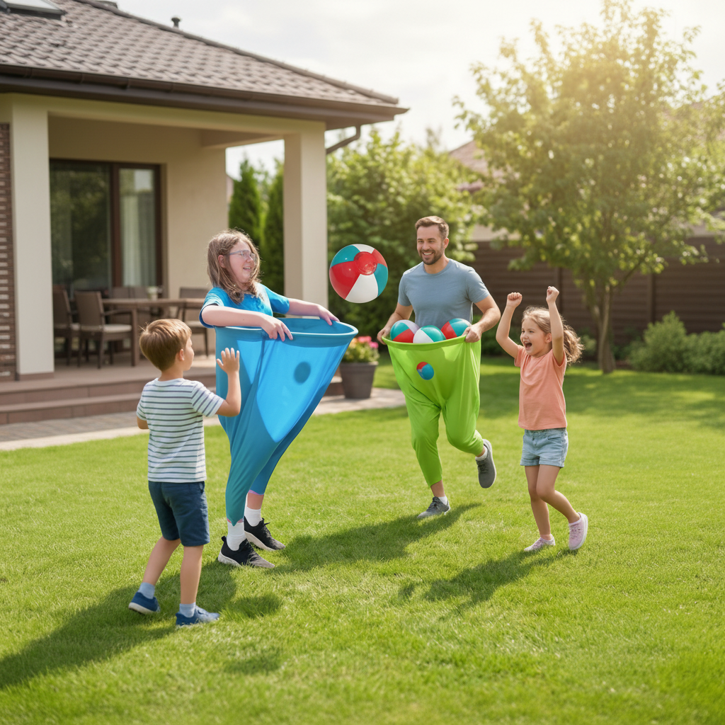 Outdoor Kids Ball Catching Game With Oversized Pants Set For Family Fun