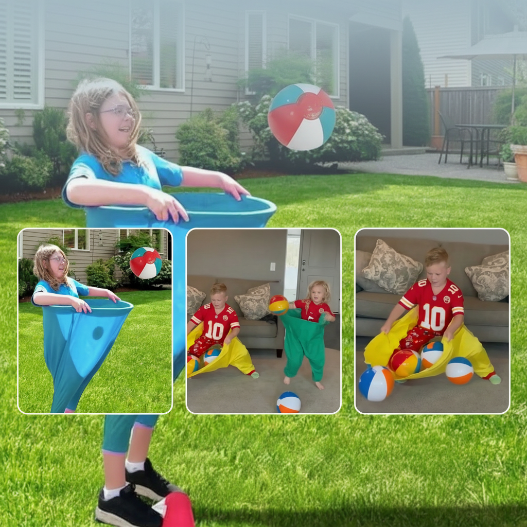 Outdoor Kids Ball Catching Game With Oversized Pants Set For Family Fun