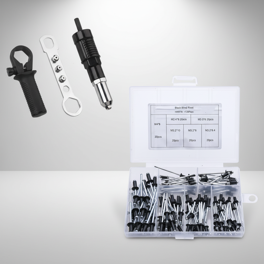 Adaptersett for naglepistol til drill med utskiftbare dyser