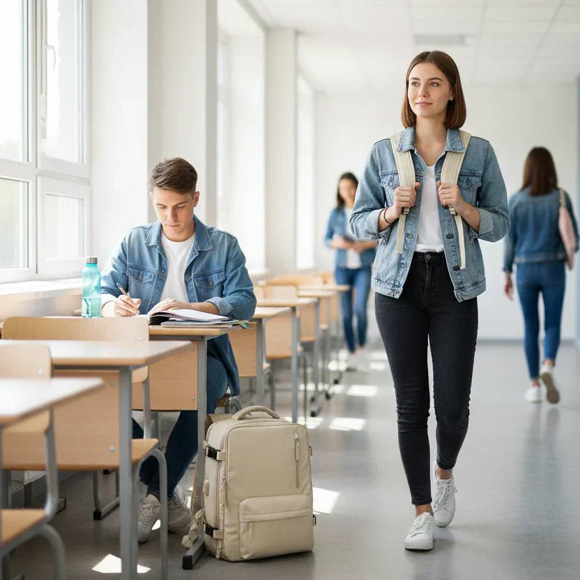 Alsidig rygsæk til bærbar computer til skole og rejse med rummeligt hovedrum