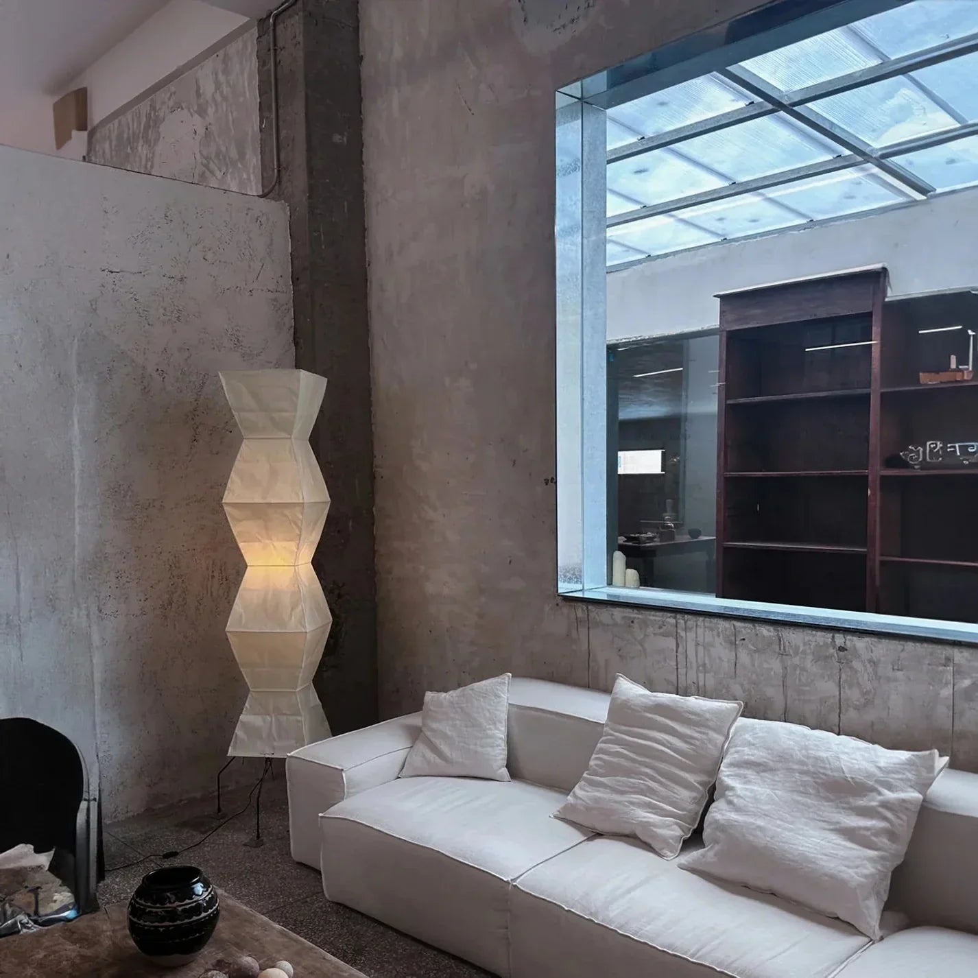 Rice Paper Floor Lamp With Sculptural Layered Shade Featuring Nimbus And Helix | Rosalyssa