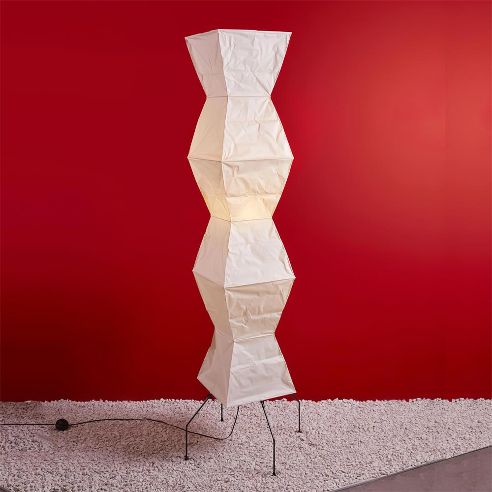 Stojací lampa AstraLume s rýžovým papírovým stínidlem a minimalistickým teplem