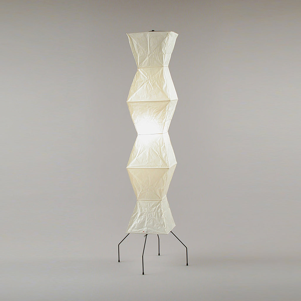 Stojací lampa AstraLume s rýžovým papírovým stínidlem a minimalistickým teplem