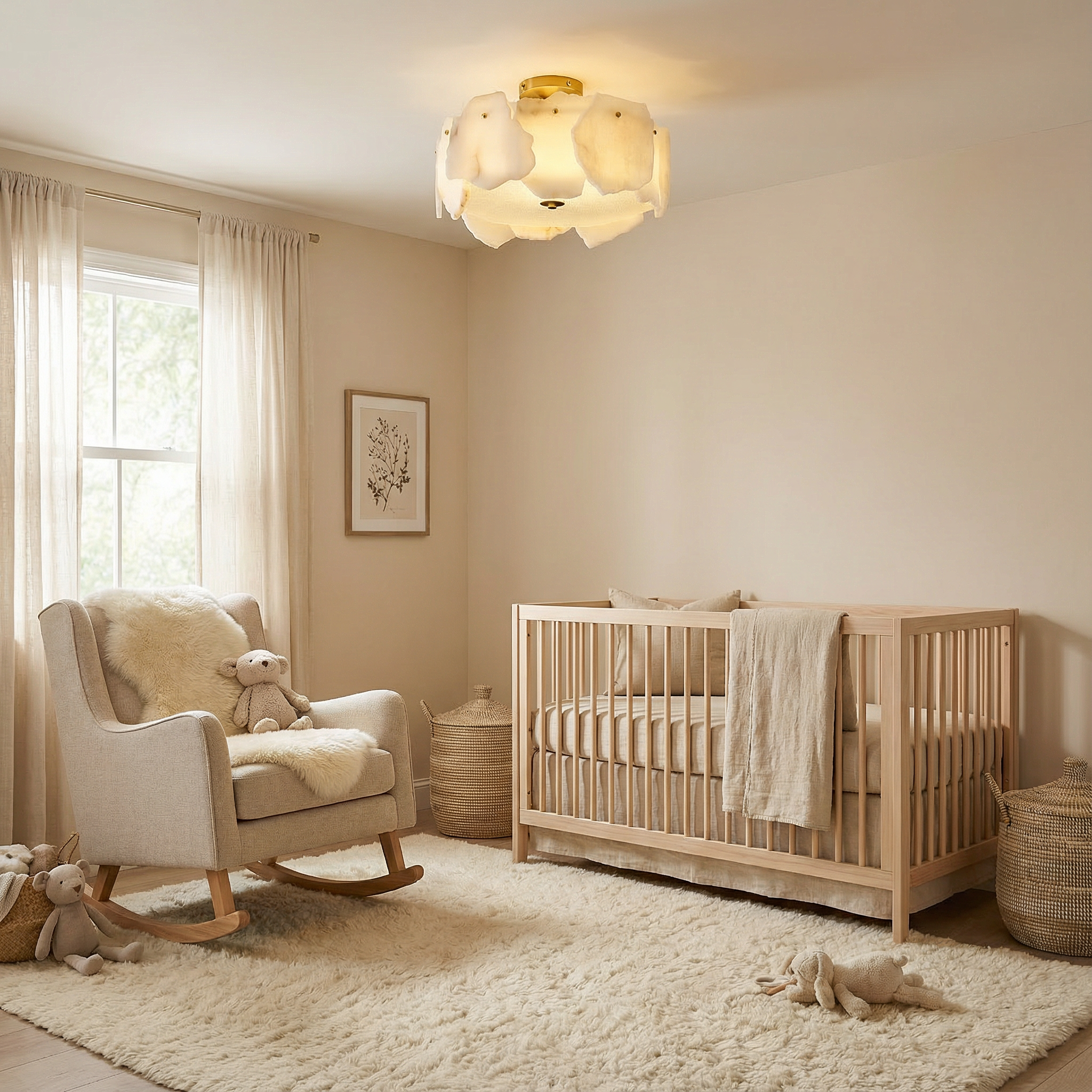 Lampa sufitowa LumaAura Modern z mosiężną podstawą, montowana na płasko