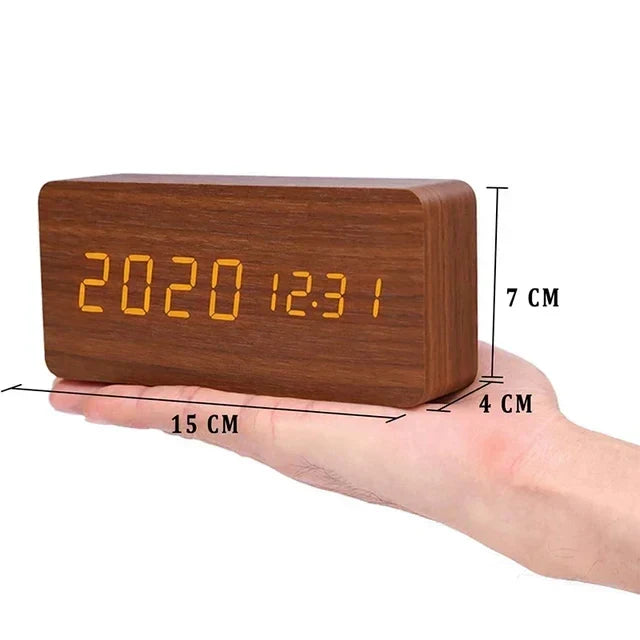 Sveglia LED WoodWatch con controllo vocale per la camera da letto