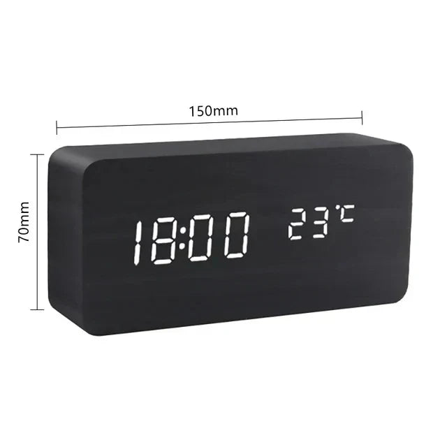 Sveglia LED WoodWatch con controllo vocale per la camera da letto