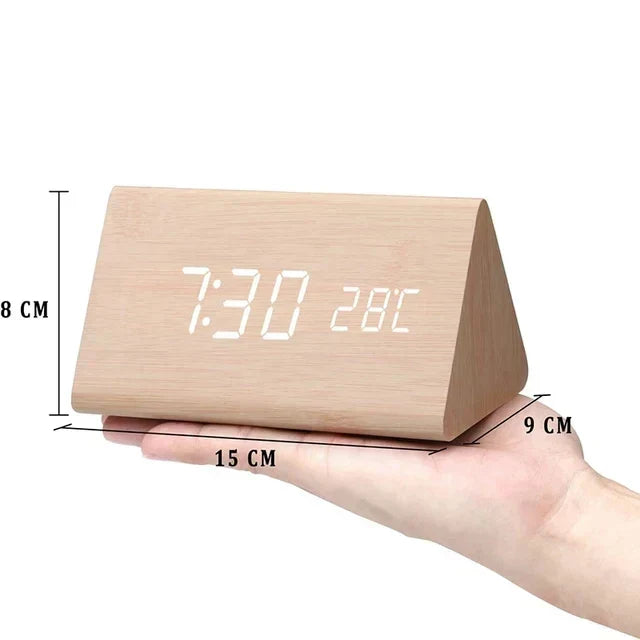 Sveglia LED WoodWatch con controllo vocale per la camera da letto