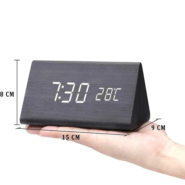 Sveglia LED WoodWatch con controllo vocale per la camera da letto