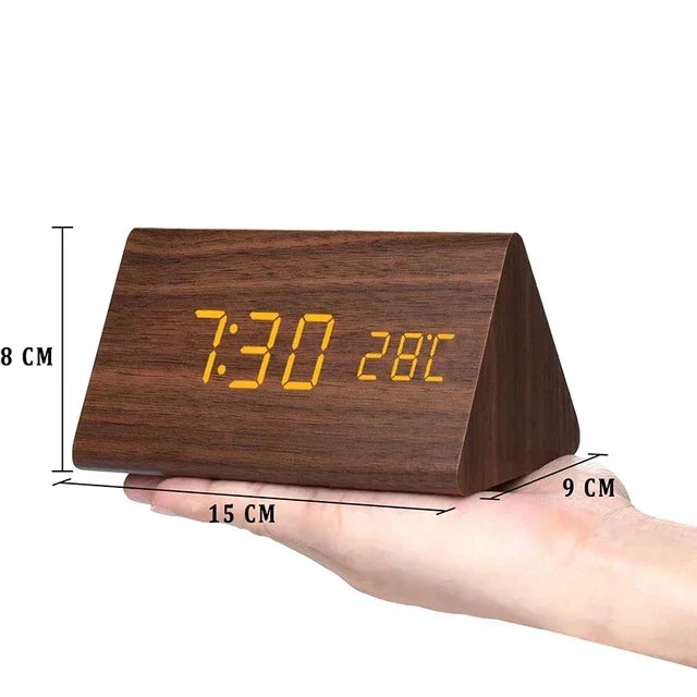 Sveglia LED WoodWatch con controllo vocale per la camera da letto