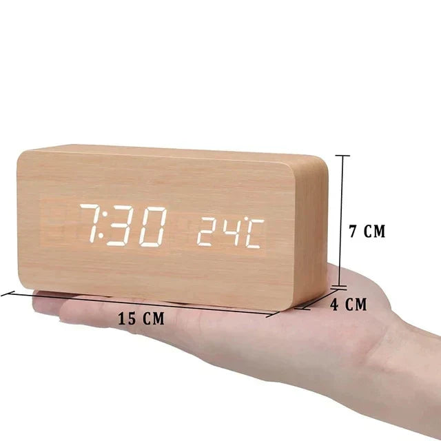 Sveglia LED WoodWatch con controllo vocale per la camera da letto