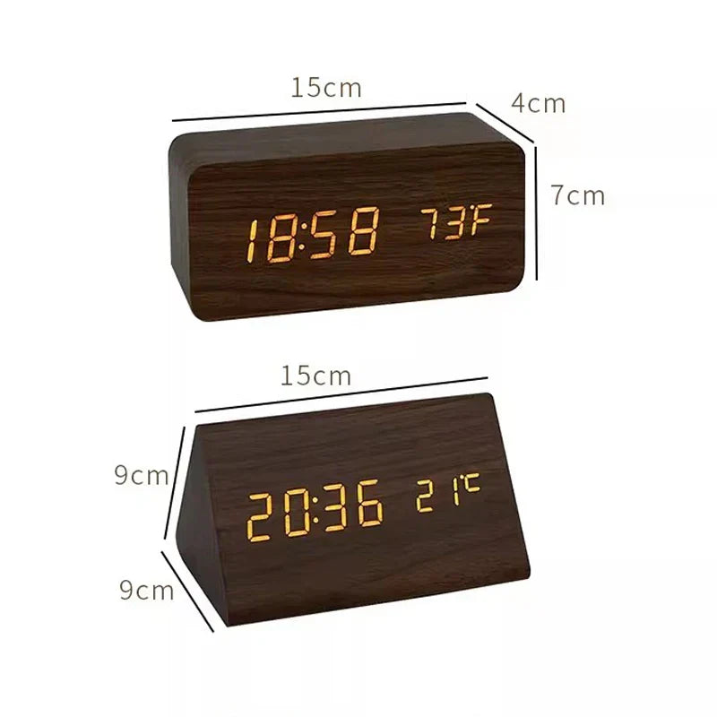 Sveglia LED WoodWatch con controllo vocale per la camera da letto