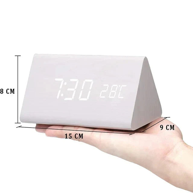 Sveglia LED WoodWatch con controllo vocale per la camera da letto