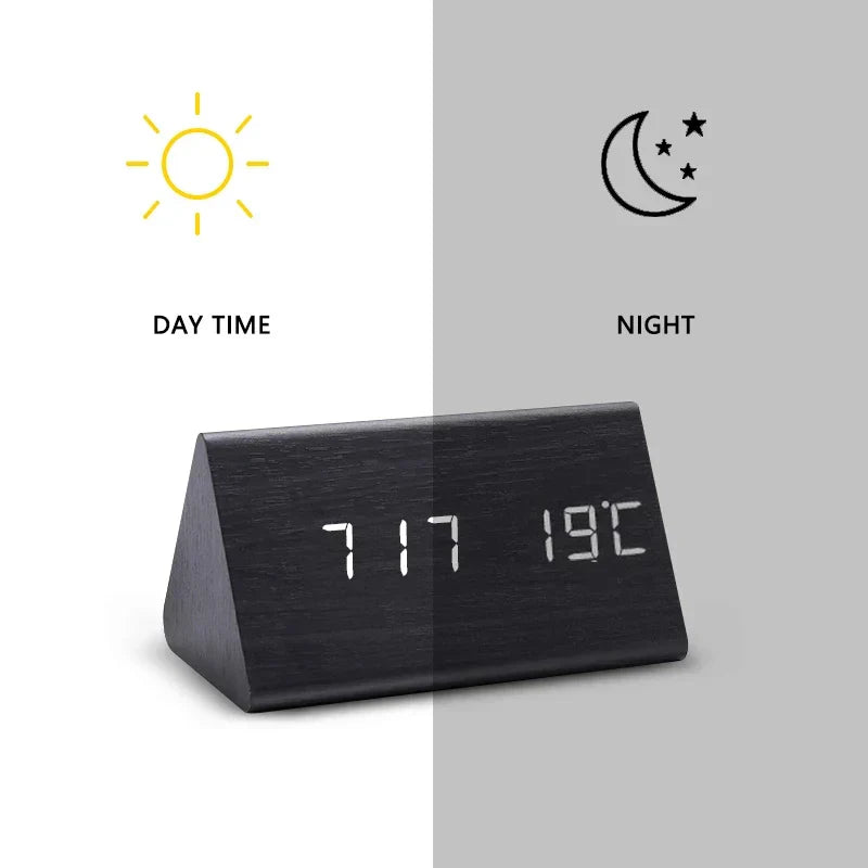 Sveglia LED WoodWatch con controllo vocale per la camera da letto