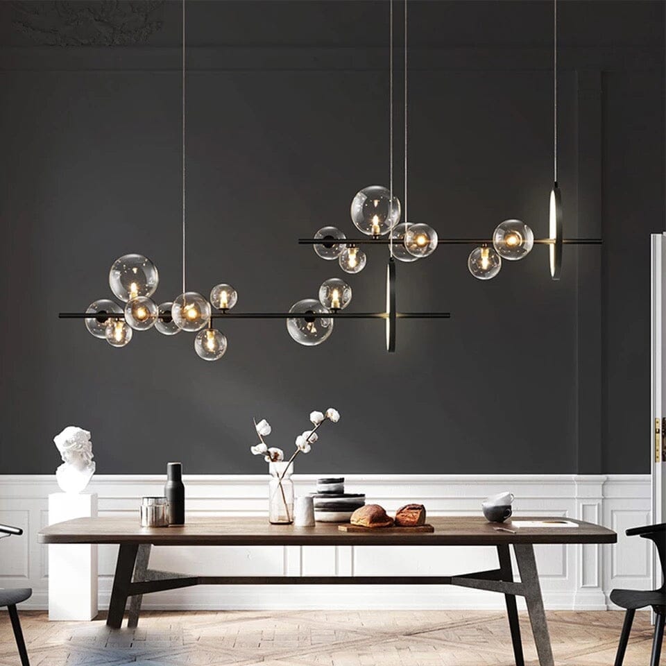 Aurelia glasljuskrona från LumeCraft med aluminiumram och handblåst glas