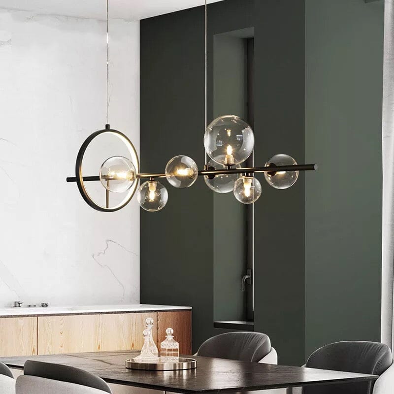 Aurelia glasljuskrona från LumeCraft med aluminiumram och handblåst glas