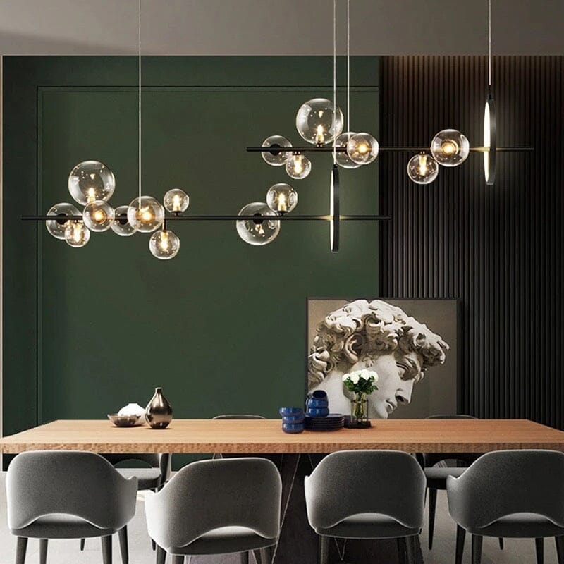 Aurelia glasljuskrona från LumeCraft med aluminiumram och handblåst glas