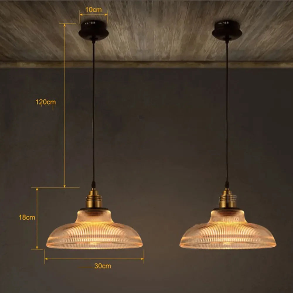 Luminária de Pendurar LumiVibe com Cúpula de Vidro Estriado Elegante