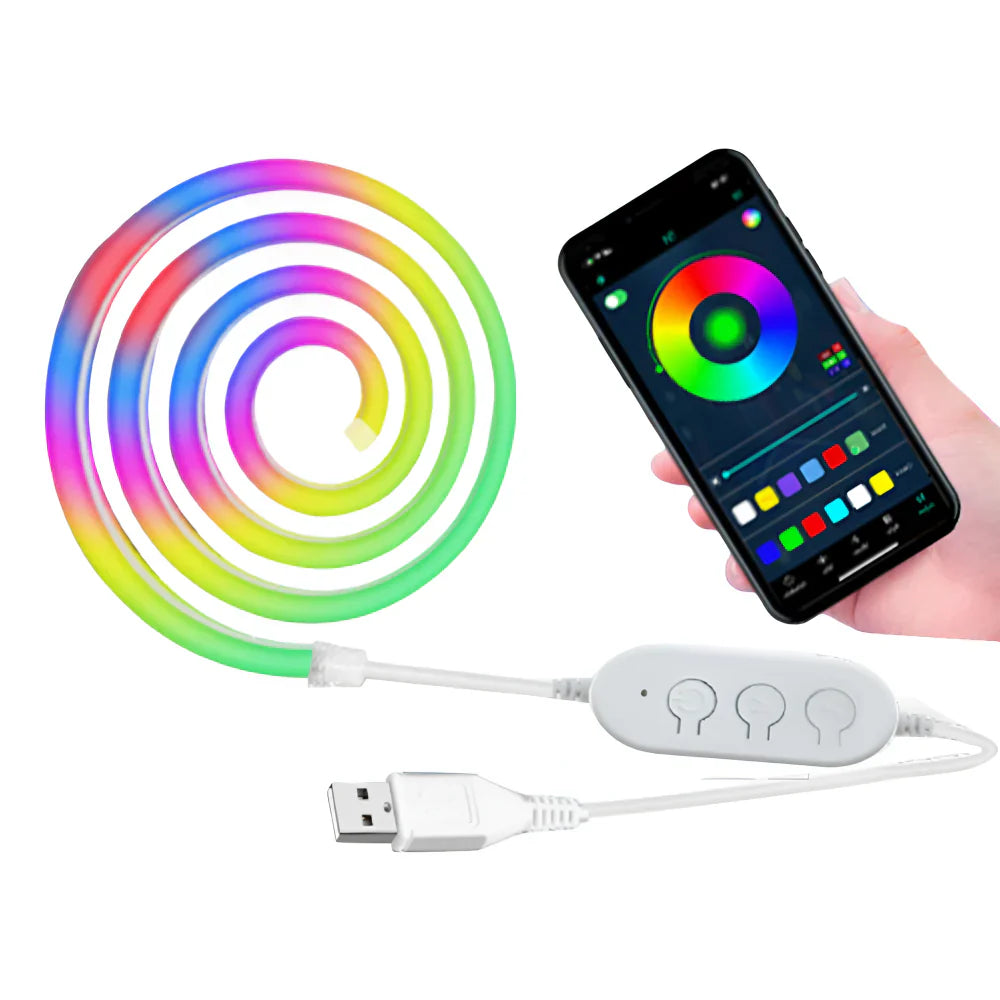 أضواء حبل نيون LED RGB مع تطبيق وتحكم عن بُعد